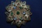 Vintage West German Silver Tone Brooch W/Colorful Stones