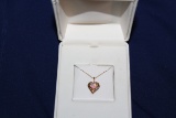 10K Necklace W/Created Pink Opal Pendant