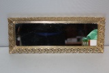 Long Ornate Gold Tone Mirrored Vanity/Dresser Tray