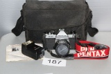 Vintage Pentax K-1000 35mm Camera, Bag & Flash