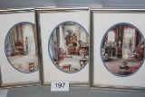 Trio Of Matching Double Matted Framed Prints W/Ornate Frames