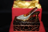 Ornate Trinket Box W/High Heel W/Gift Box By Royal Gem