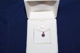 10K CZ Necklace W/Purple Stone