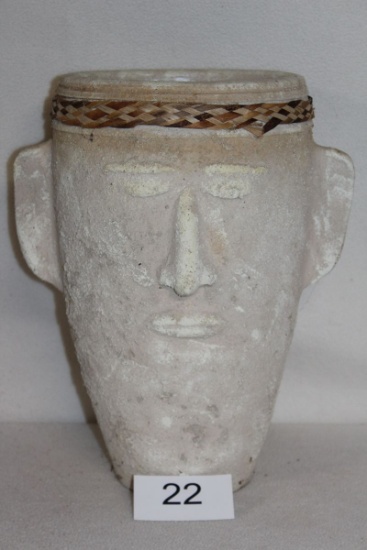 Large Pacific Islander Style Face Pottery Vase