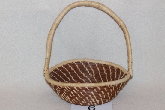 Handmade Woven Pine Needle Handled Basket