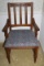 Vintage Carved Straight Back Wood Chair