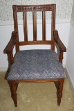 Vintage Carved Straight Back Wood Chair