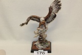 Resin Eagle On Wood Base By G Armani Florence, Italy