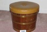 Vintage Barrel Ottoman W/Padded Seat