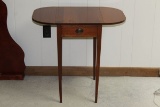Drop Leaf Wood Side Table W/Drawer