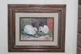 Framed Painted Rabbits On Canvas By Winston-Salem Artist Dion Kelly