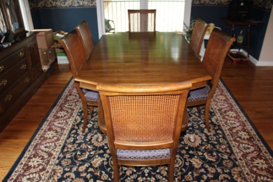 Stunning Ethan Allen Double Pedestal Dining Table W/Chairs, Pads & Leaves