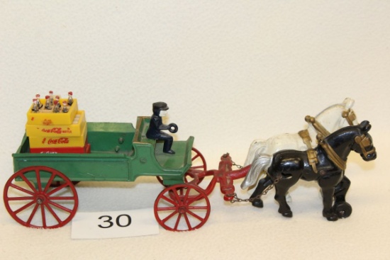 Cast Iron Horse Drawn Coca Cola Wagon
