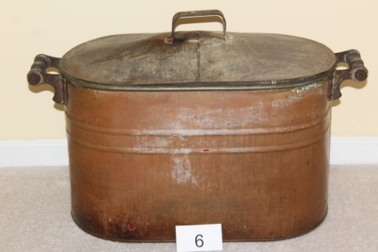 Large Handled Copper Boiler W/Lid