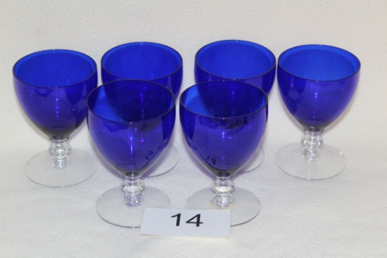 Vintage Crystal Cobalt Blue Water  Glasses