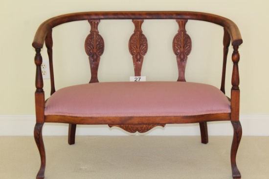 Early African Mahogany Ornately Carved Settee