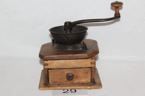 1920's Wooden Coffee Grinder W/Drawer