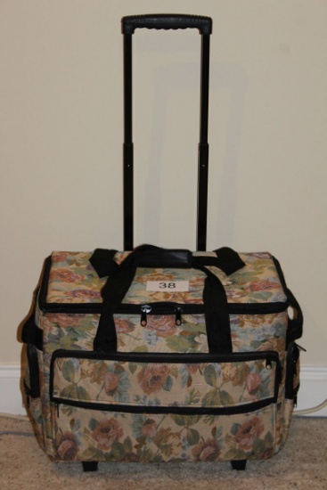 Large Rolling Floral Sewing Machine Travel Bag