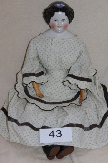 Antique Porcelain Doll W/Leather Arms