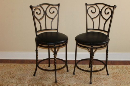 Swivel Wrought Iron Barstools W/Footrest