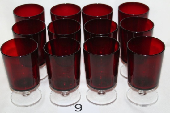 1960's Luminarc France Red Ruby Footed Glasses