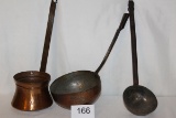 Vintage Large Copper & Copper Look Style Handled Dipping Ladles W/Steel Handles