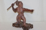 Artisan Carved Polynesian Figure W/Spear