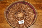 Large Hand Woven Basket W/Wood Handles & Support