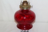 Footed Red Oil Lamp