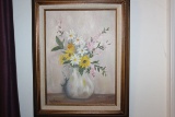 Framed Floral Painting On Canvas