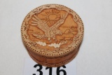 Hand Carved Round Lidded Trinket Round Box