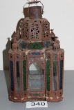 Large Metal/Glass Catherdral Style Candleholder