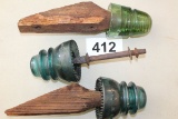 Vintage Insulators W/Original Metal & Wood Attachments