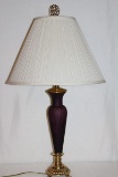 AWESOME Purple Art Glass Brass Finish Lamp