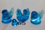 Solid Glass Blue Birds Signed By Artist