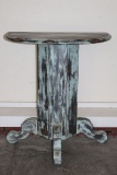 Distressed Half Moon Pedestal Table