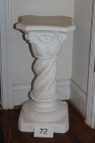 Ornate White Plaster Plant Stand W/Ornate Twisted Base