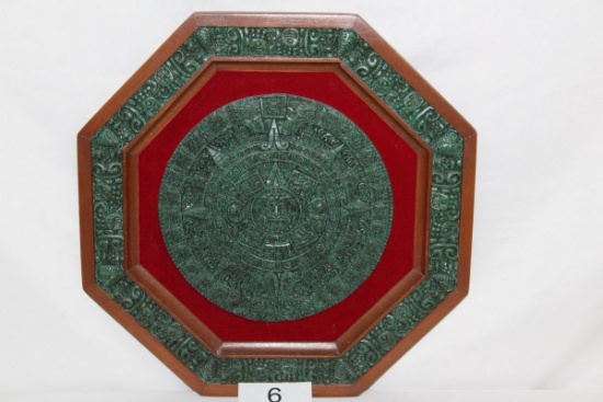 1980's Aztec Malachite Octagonal Wall Plaque