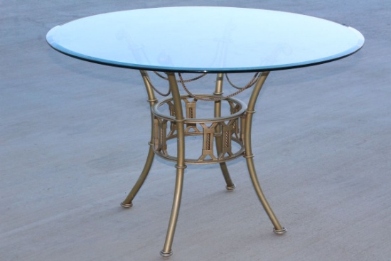 48" Round Beveled Glass Table Top Dining Table