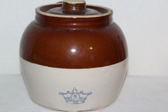 Vintage #2 Pottery Lidded Bean Pot