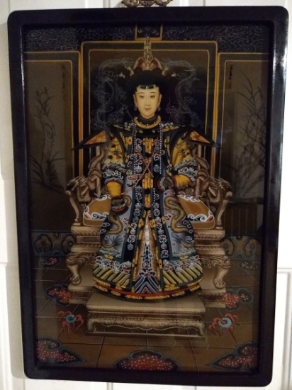 Exquisite Chinese LARGE Reverse Glass Painting