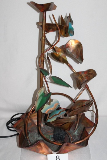 Hand-Made Large Copper Fountain/Water Feature With Butterflies & Vines By Artist Bob Gwynn