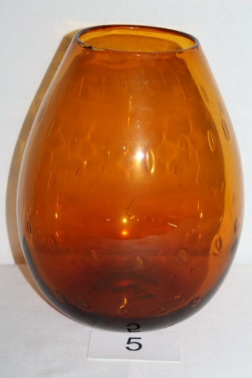 BLENKO 12"H Bulbous Amber Vase