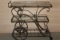 Tall 3 Tier Wrought Iron Rolling Cart W/Glass Shelves