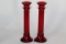 Vintage Indiana Glass Tall Ruby Red Candlesticks