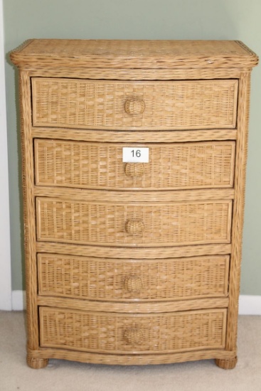 Pier 1 "San Angelo Collection" Wicker/Wood 5 Drawer Chest