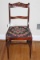 Mahogany Carved Top Side Chair W/Floral Padded Seat