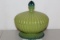 Vintage Ribbed Lime Green Lidded Candy Dish