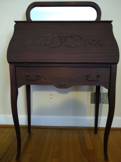 Antique Ladies Secretary W/Mirror