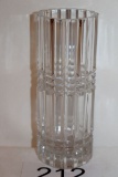 Ornate Cut Crystal Cylinder Vase